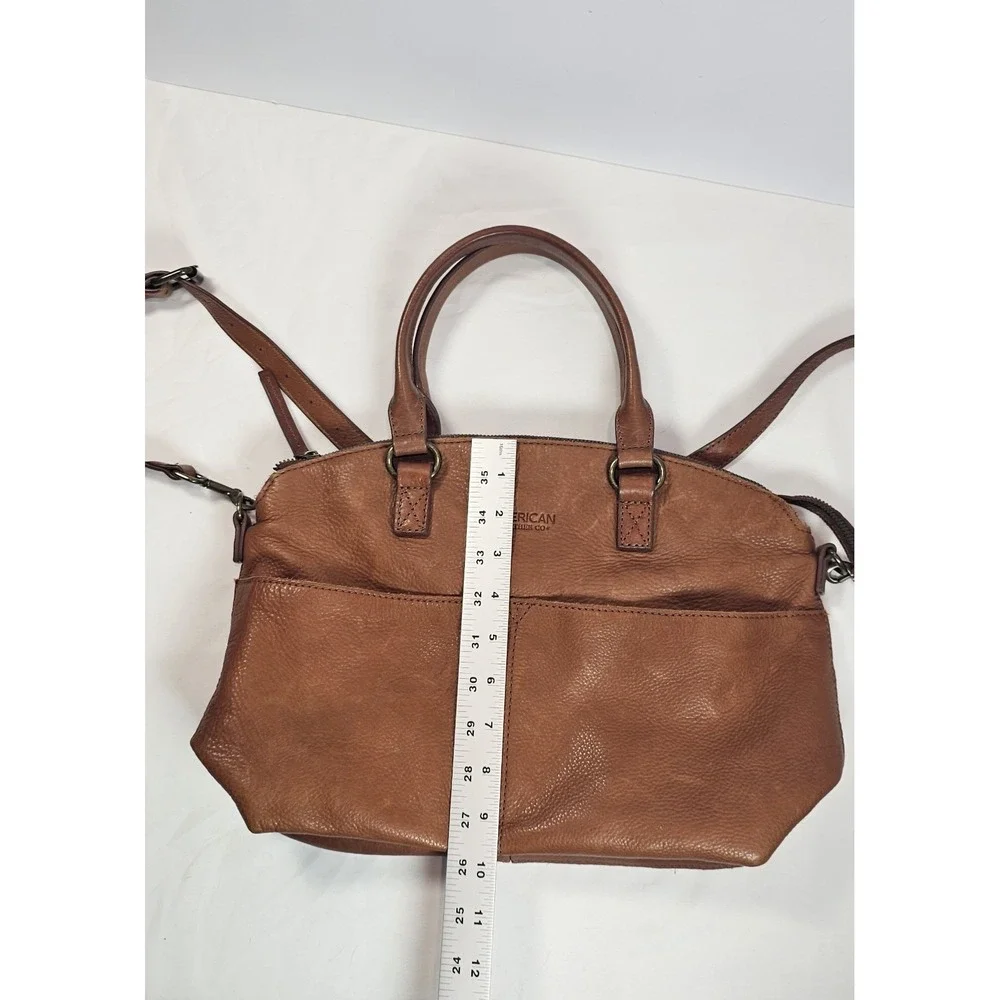 American Leather Co. Cognac Carrie Leather Dome Satchel Bag Soft Leather Zip Top